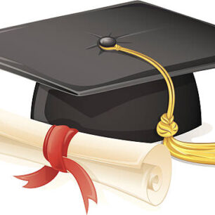 Graduation cap and diploma